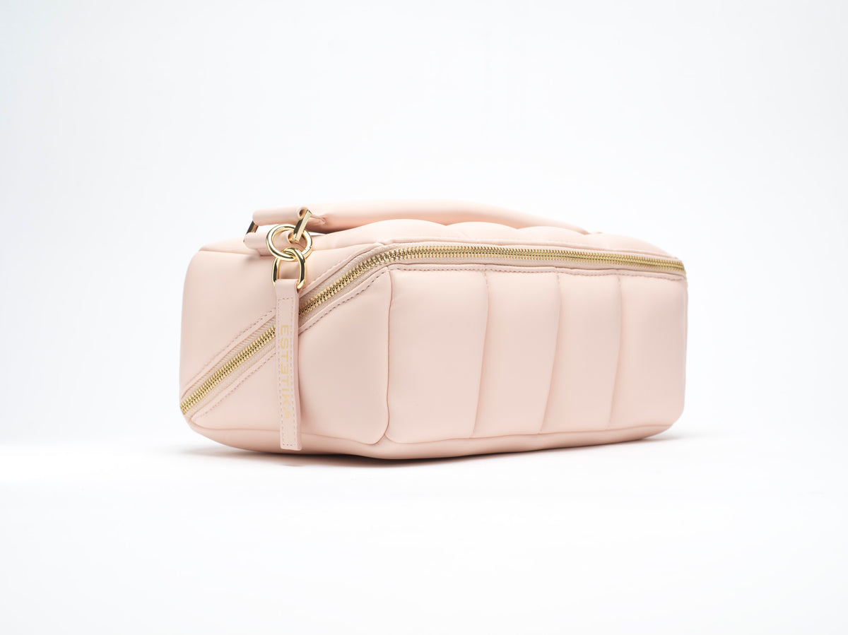 The Bigee - Large Blush Pink Quilted Makeup Bag