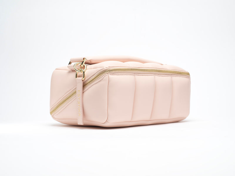 The Bigee - Large Blush Pink Quilted Makeup Bag