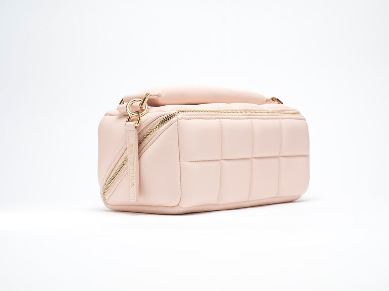 The Homee - Blush Pink Quilted Makeup Bag