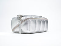 The Bigee - Large Silver Quilted Makeup Bag