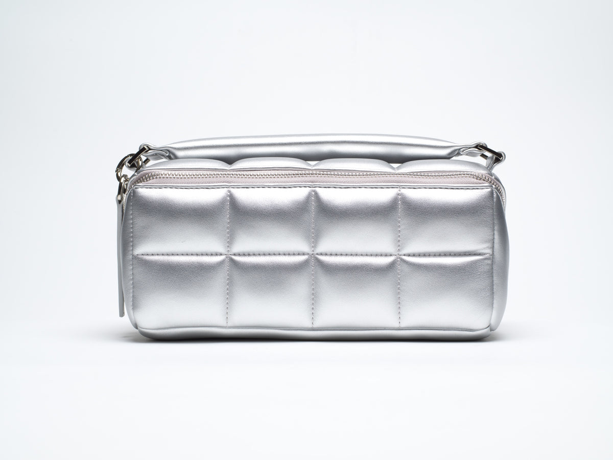 The Homee - Silver Quilted Makeup Bag
