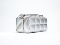 The Homee - Silver Quilted Makeup Bag