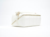 The Bigee - Large White Quilted Makeup Bag
