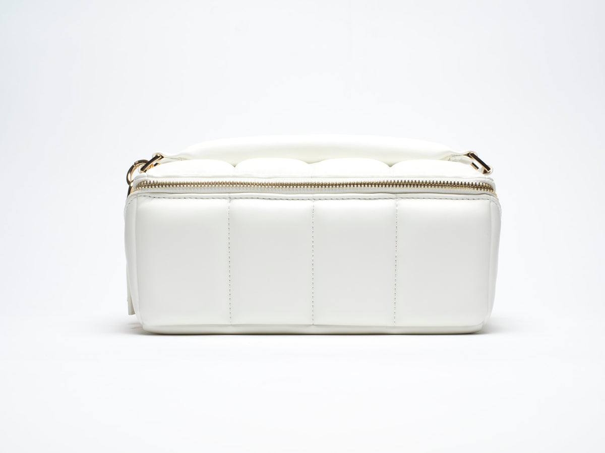 The Bigee - Large White Quilted Makeup Bag