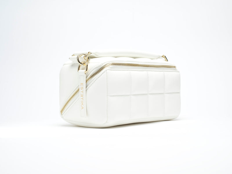 The Homee - White Quilted Makeup Bag